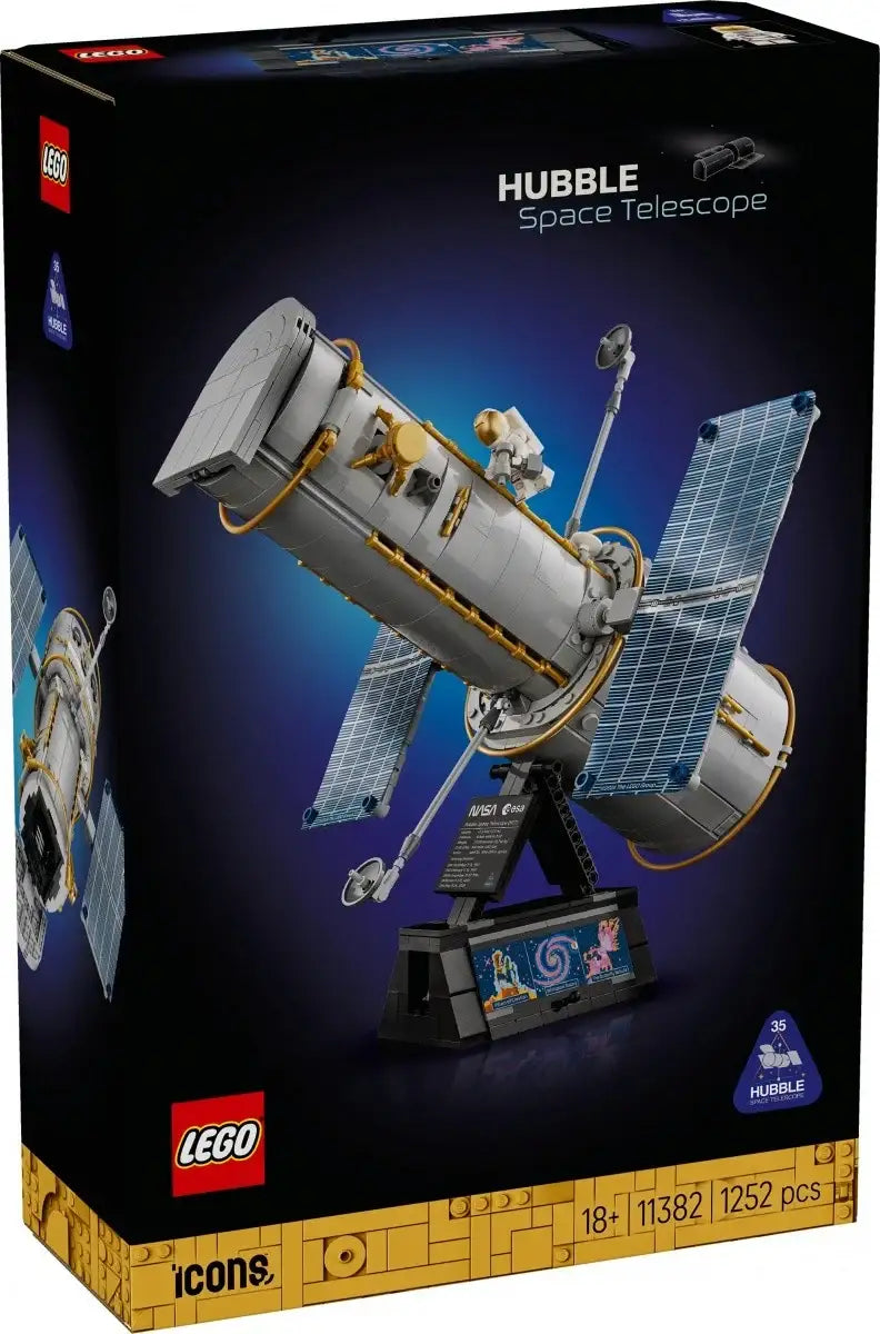 LEGO Teleskop Hubble'a z klocków z panelami słonecznymi i antenami