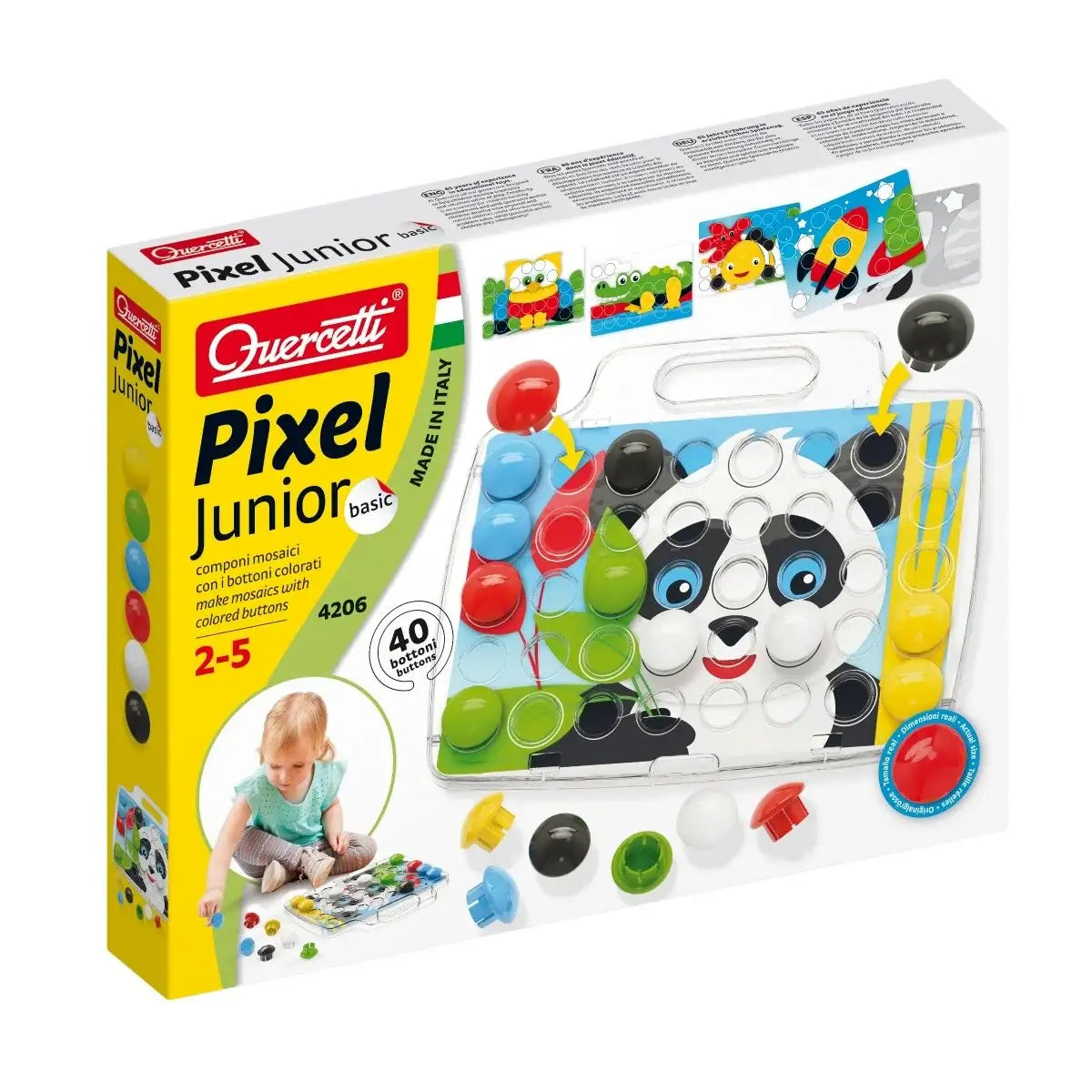 Quercetti Mozaika Pixel Junior Basic 40 elementów kreatywna układanka dla dzieci