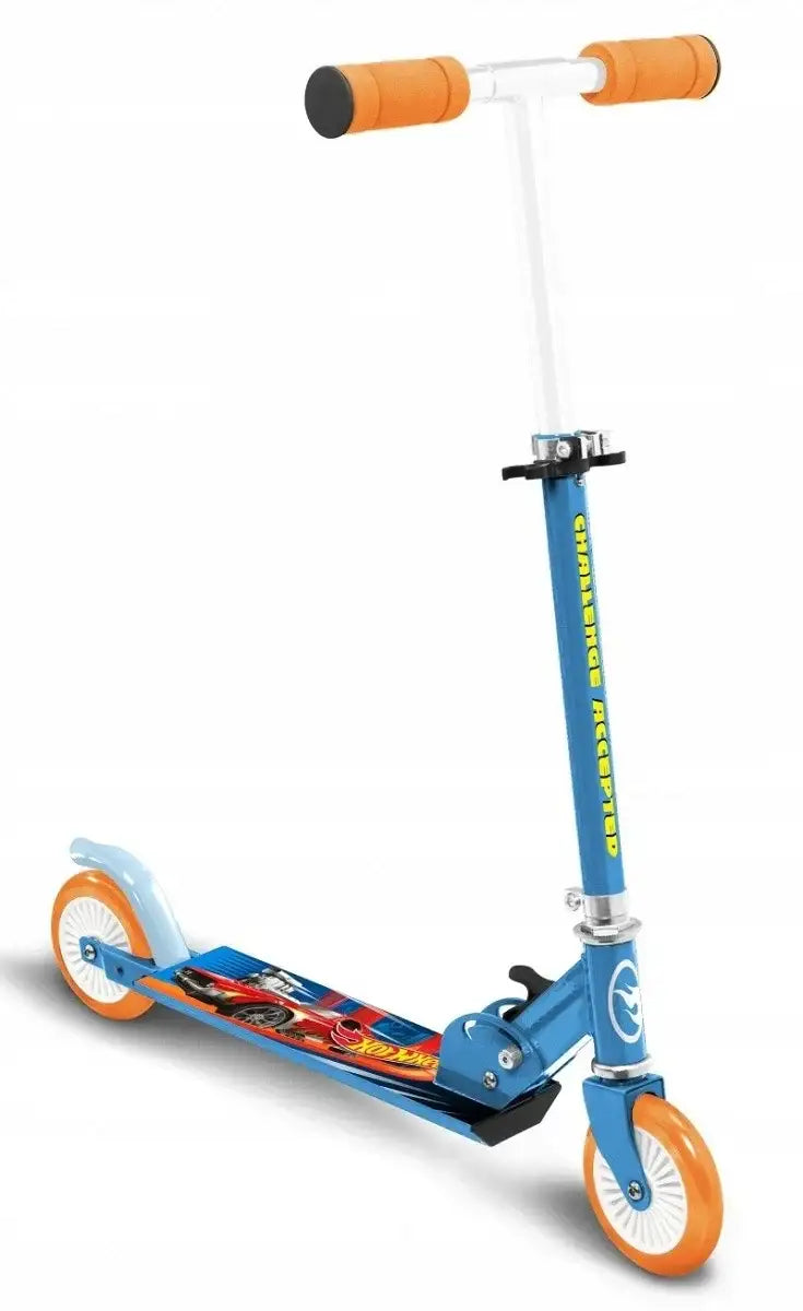 Hulajnoga 2 kołowa Pulio Hot Wheels dla dzieci z motywem wyścigowym