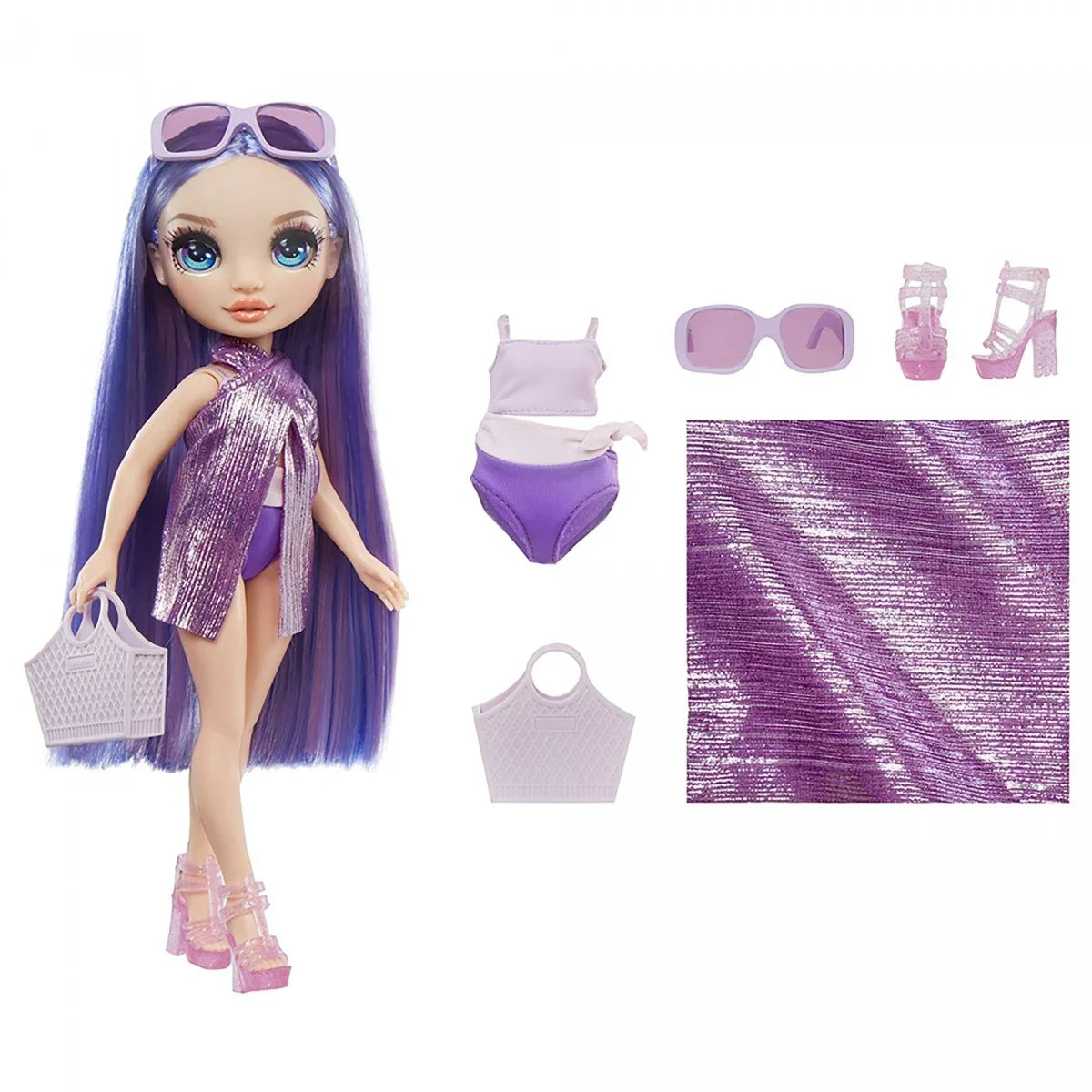 Lalka Rainbow High Swim Style Violet - zabawki-dla-dziewczynki