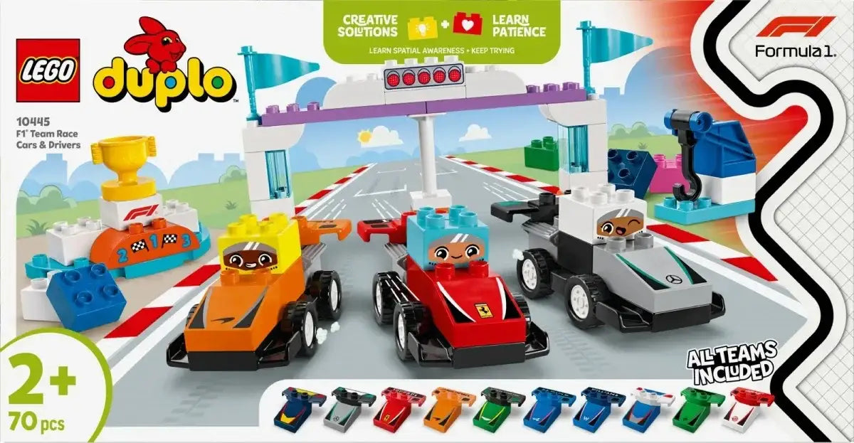 LEGO Klocki DUPLO Bolidy i kierowcy F1 kreatywna zabawa - zabawki-dla-dziewczynki