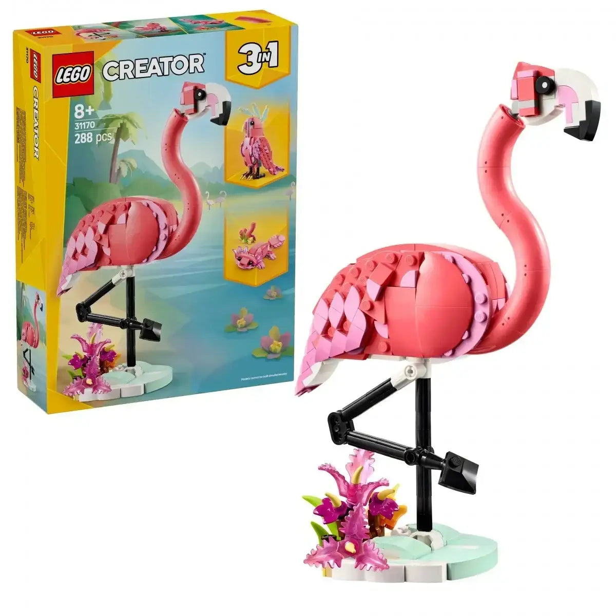 LEGO Creator 31170 różowy flaming na podstawce z roślinami - zabawki-dla-dziewczynki