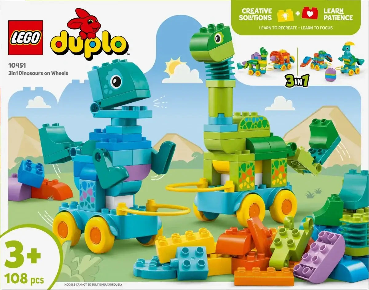 LEGO DUPLO 10451 Dinozaury na kółkach rozwija wyobraźnię - zabawki-dla-dziewczynki