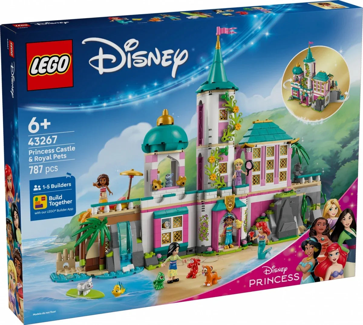 LEGO Klocki Disney 43267 Zamek księżniczek i królewskie zwierzaki - zabawki-dla-dziewczynki
