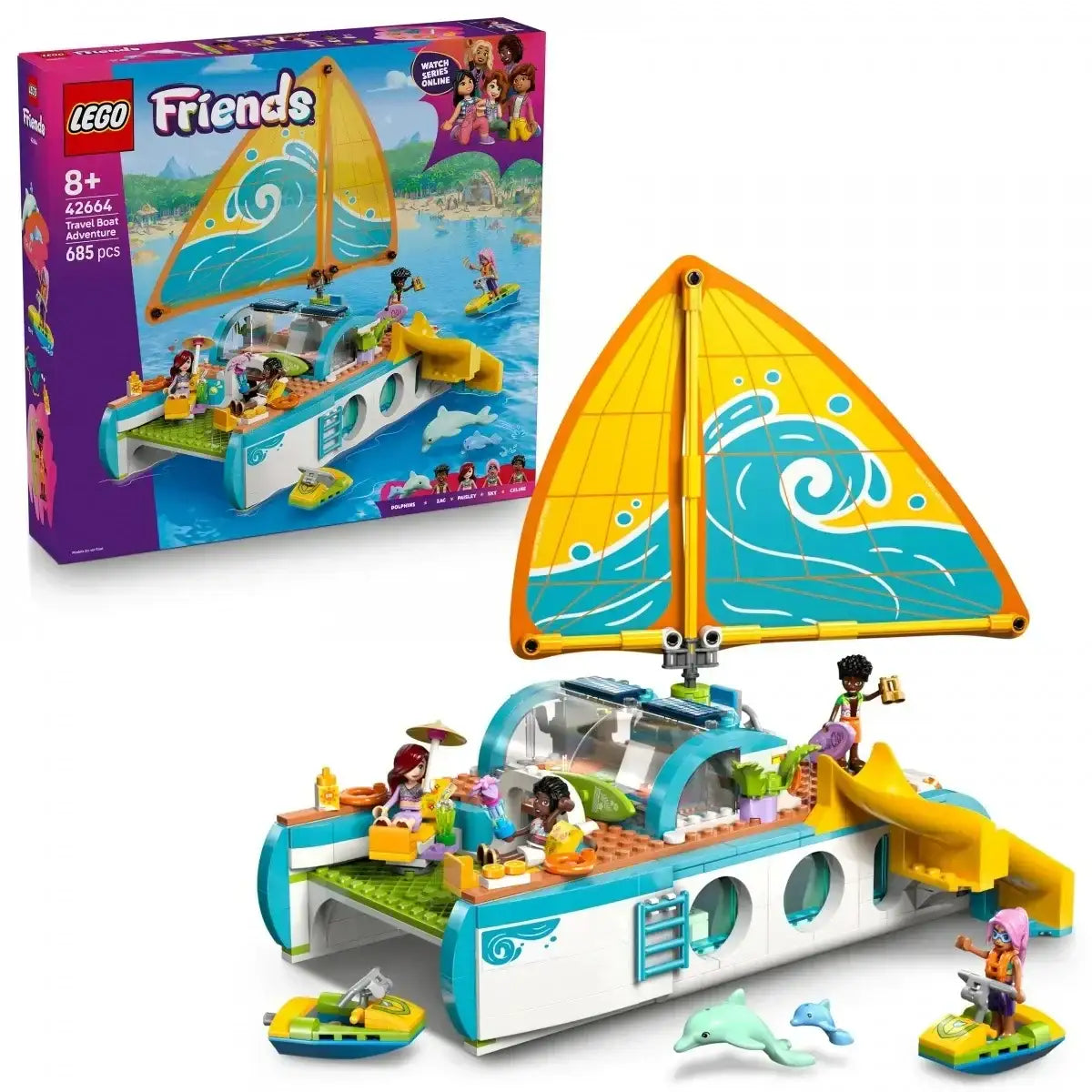 LEGO Friends 42664 Przygoda na łodzi z kolorową łodzią i figurkami - zabawki-dla-dziewczynki