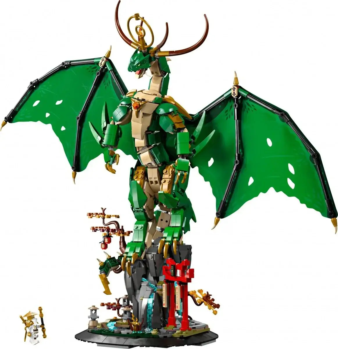 Model kolekcjonerski LEGO Ninjago 71847 Smok-strażnik z podstawką i magicznym mieczem - zabawki-dla-dziewczynki
