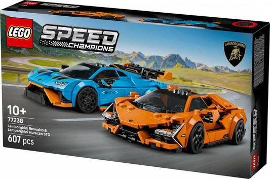 Klocki Speed Champions 77238 Lamborghini Revuelto i Huracan STO - zabawki-dla-dziewczynki