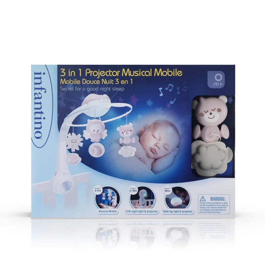 Infantino Muzyczna karuzelka 3w1 pudrowy róż - zabawki-dla-dziewczynki