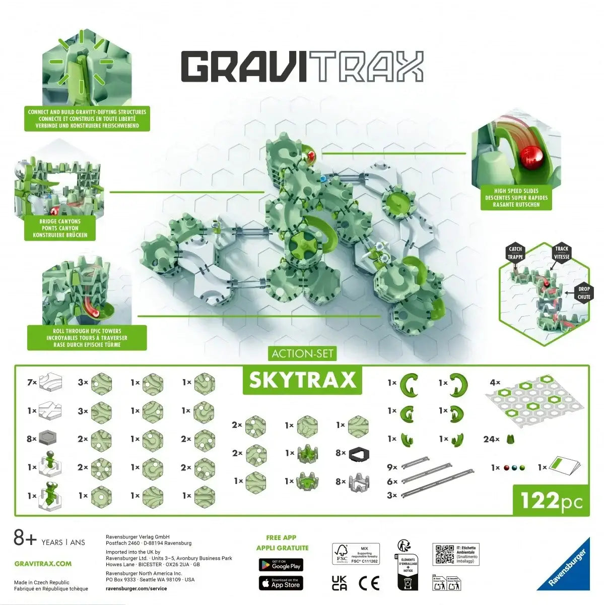 Zestaw Gravitrax Skytrax M Ravensburger, tor kulkowy do budowania i eksperymentów - zabawki-dla-dziewczynki