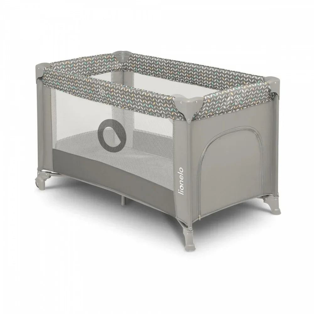 Lionelo Łóżeczko turystyczne Stefi Grey Concrete Multicolor dla niemowląt - zabawki-dla-dziewczynki