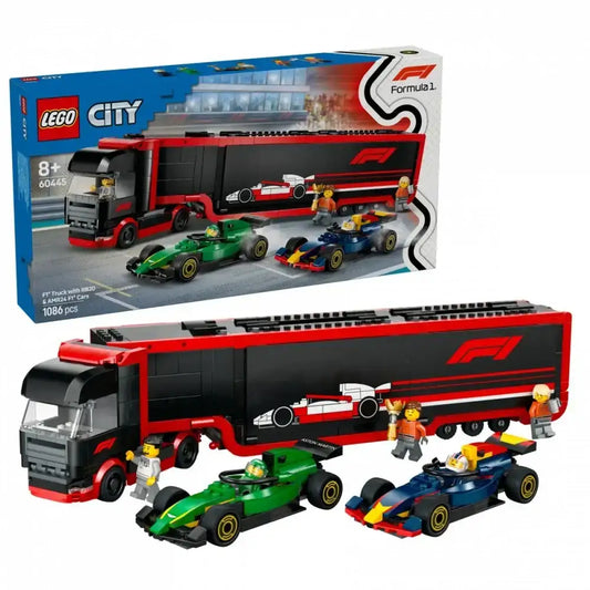 LEGO City 60445 F1 – ciężarówka z bolidami RB20 i AMR24