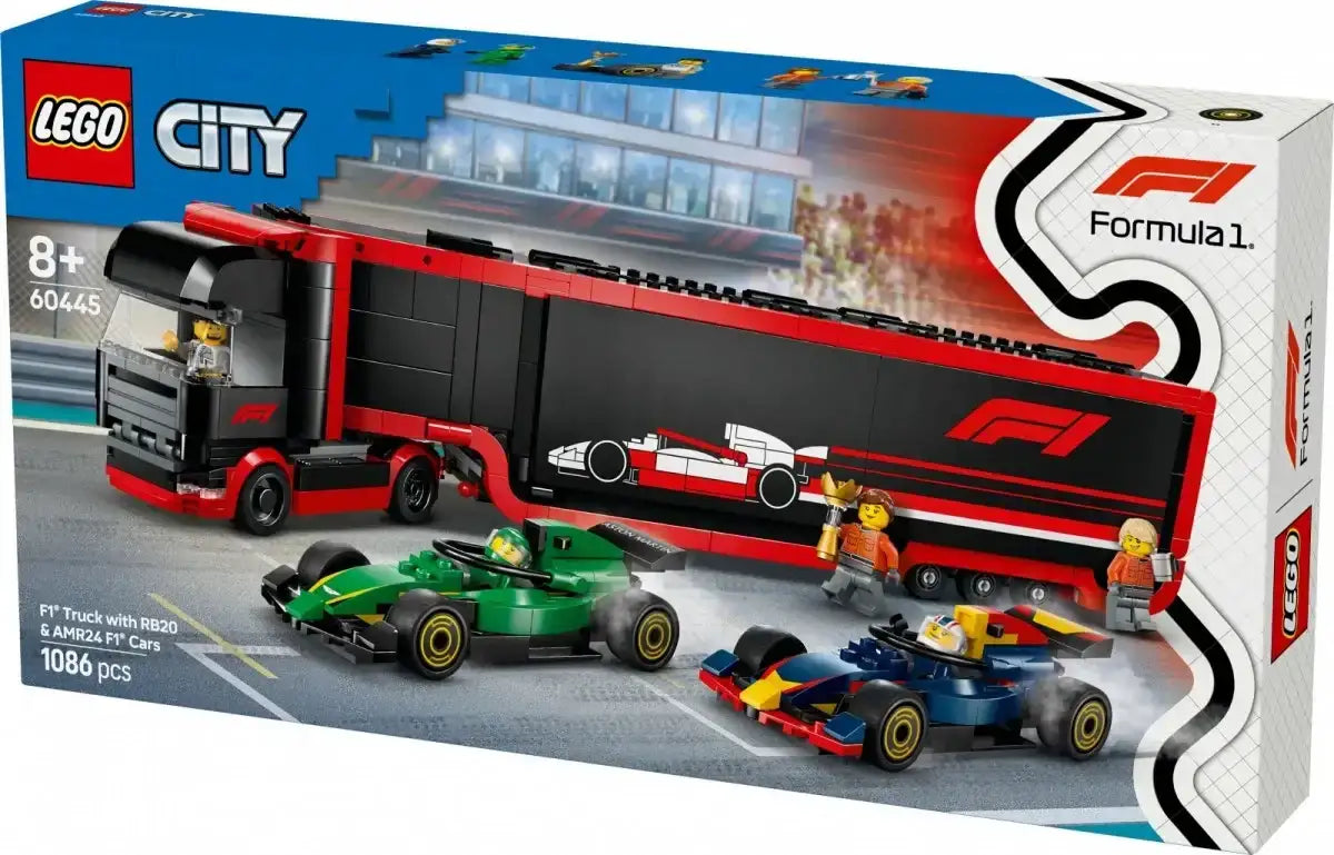 LEGO City F1 – ciężarówka z bolidami RB20 i AMR24