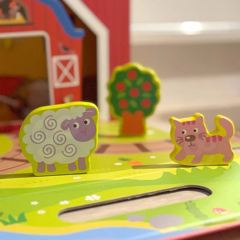 TOOKY TOY Drewniana Farma w Walizce Figurki Pojazdy - zabawki-dla-dziewczynki