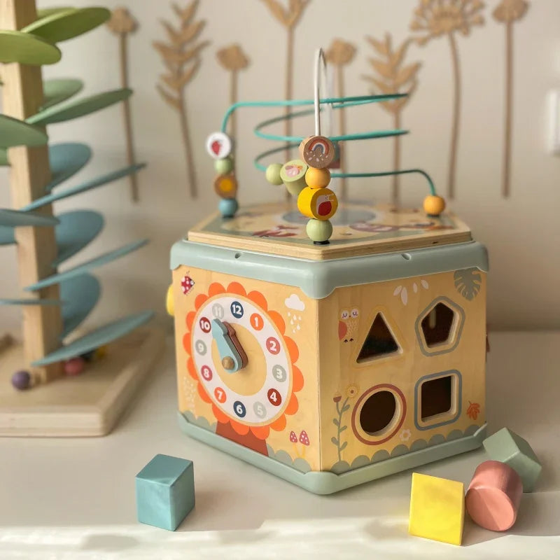 TOOKY TOY Interaktywny Drewniany Sześciokąt Montessori Otwierane Pudełko - zabawki-dla-dziewczynki