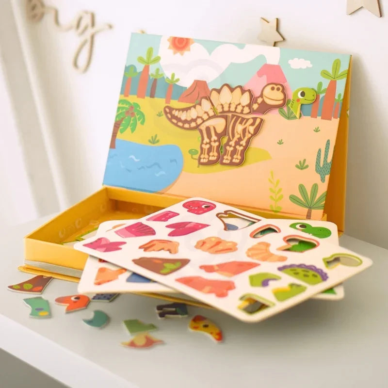 Edukacyjna układanka TOOKY TOY magnetyczna dinozaury puzzle - zabawki-dla-dziewczynki