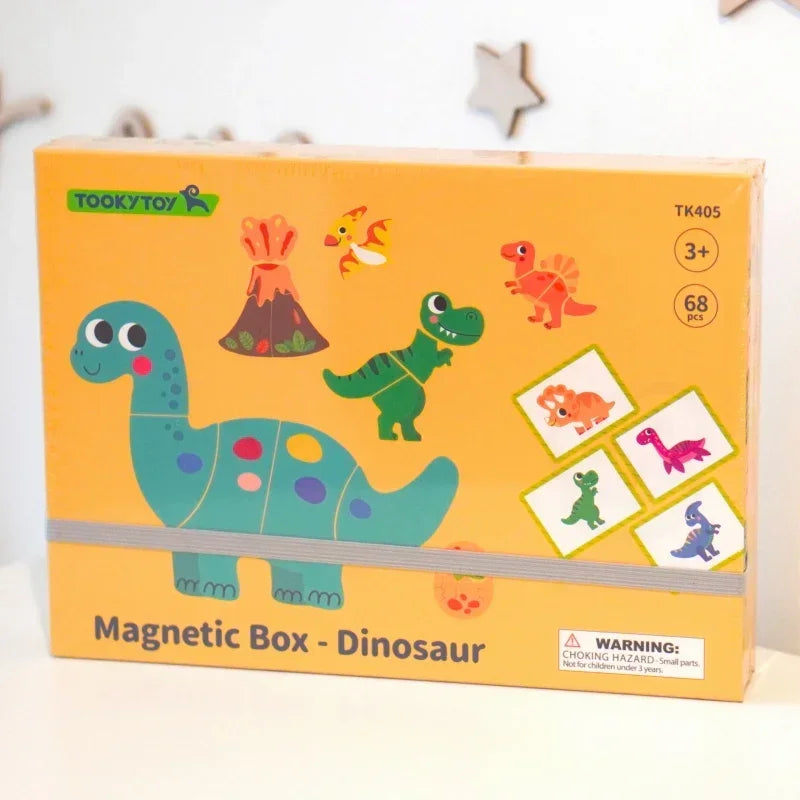 TOOKY TOY dinozaury układanka magnetyczna puzzle do zabawy - zabawki-dla-dziewczynki