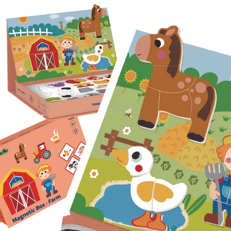 Układanka magnetyczna TOOKY TOY farma puzzle edukacyjna - zabawki-dla-dziewczynki