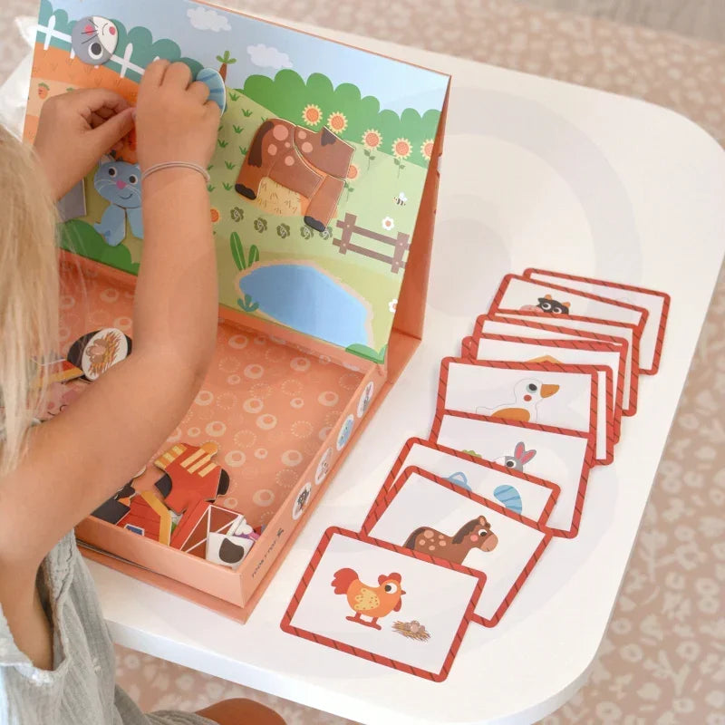 Edukacyjna układanka TOOKY TOY magnetyczna farma puzzle - zabawki-dla-dziewczynki