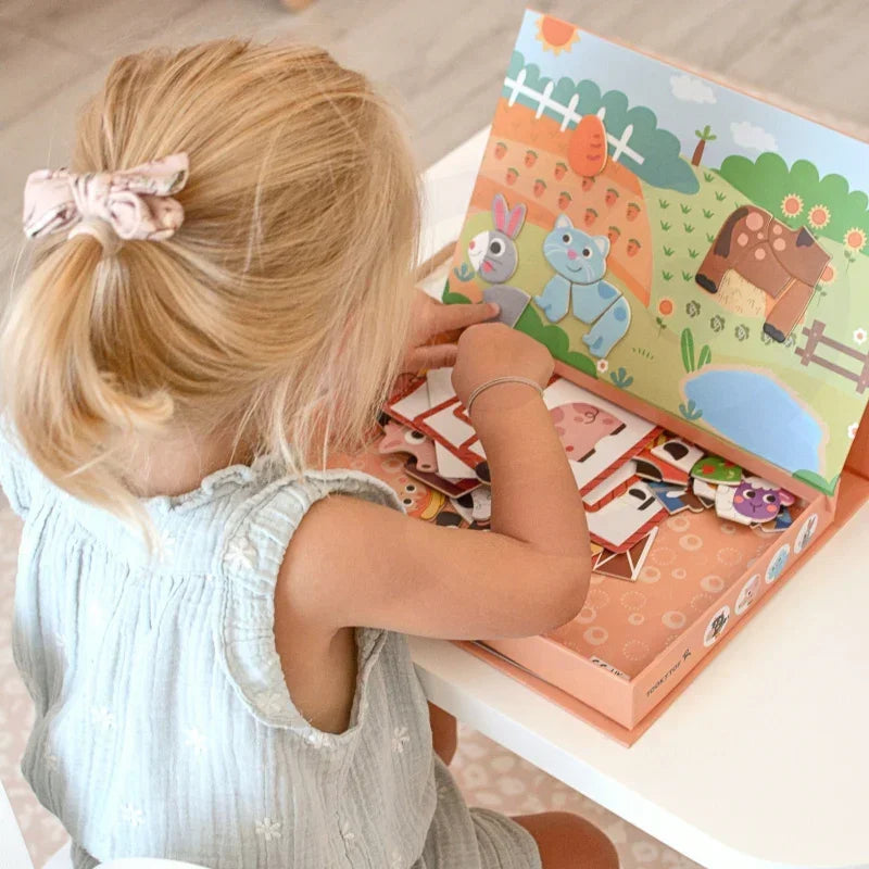 Układanka TOOKY TOY magnetyczna farma zabawka edukacyjna - zabawki-dla-dziewczynki