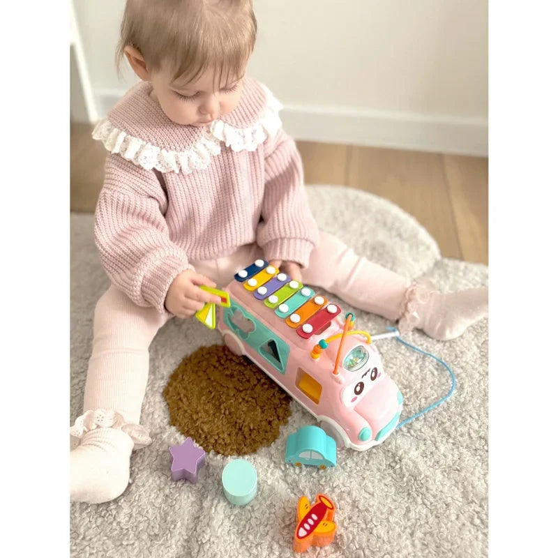 WOOPIE BABY Samochodzik Muzyczny Sorter z Cymbałkami Różowy - zabawki-dla-dziewczynki
