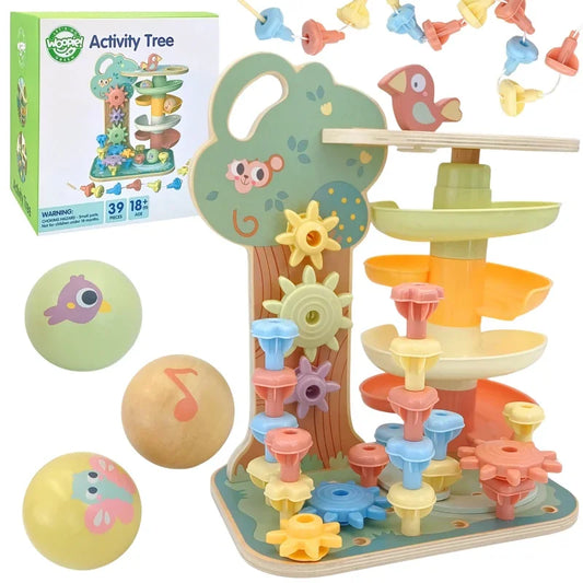 WOOPIE GREEN Drzewko Aktywności Kulodrom Montessori 4w1 - zabawki-dla-dziewczynki