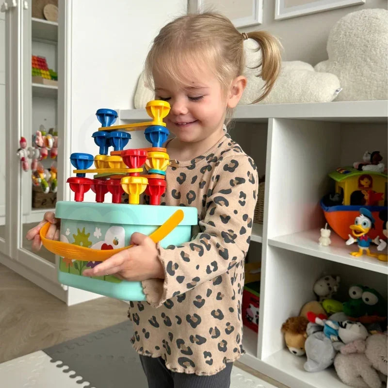 Montessori układanka WOOPIE GREEN, kołki w pudełku do nauki  - zabawki-dla-dziewczynki
