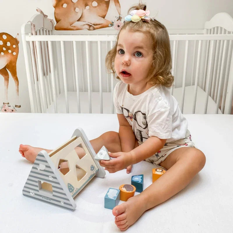 Viga PolarB Drewniany sorter z klockami piramida Układanka - zabawki-dla-dziewczynki