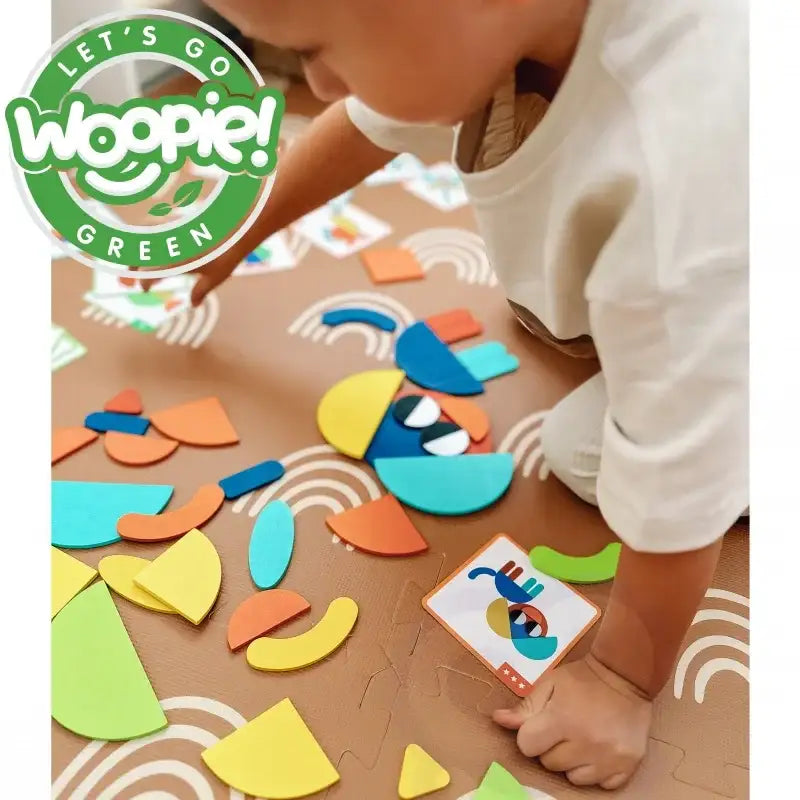 Drewniana układanka edukacyjna WOOPIE GREEN Montessori do odtwarzania wzorów - zabawki-dla-dziewczynki
