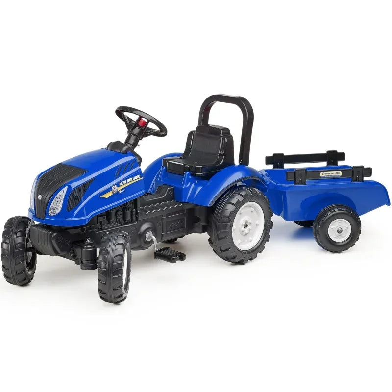 FALK Traktor New Holland na pedały z przyczepką - zabawki-dla-dziewczynki