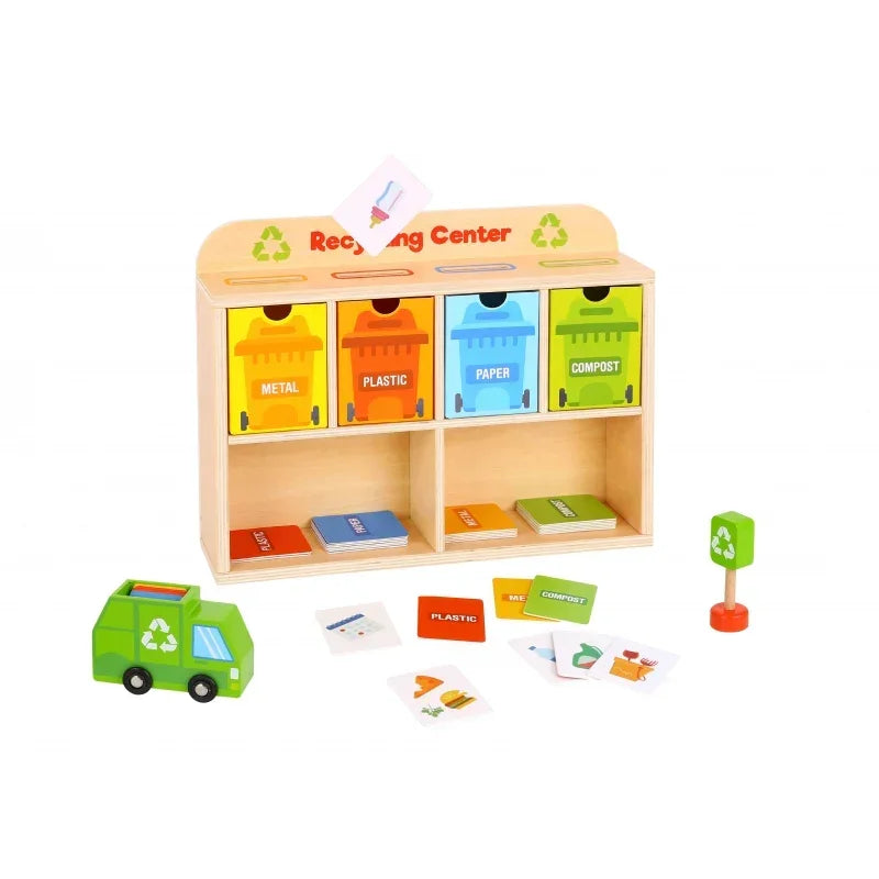 TOOKY TOY Drewniane Centrum Recyklingu Edukacyjny Sorter - zabawki-dla-dziewczynki