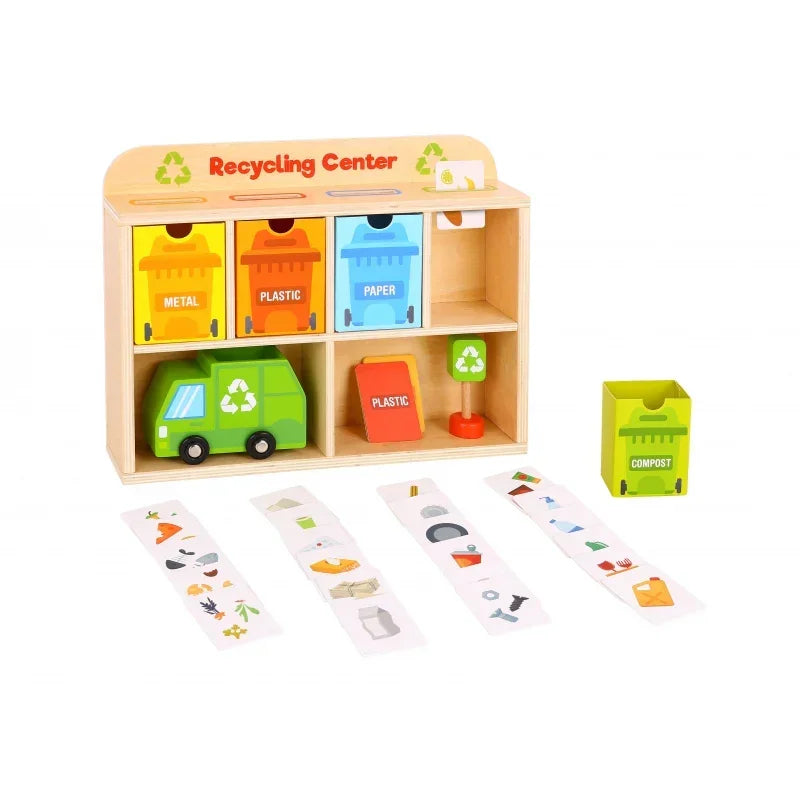 TOOKY TOY Drewniane Centrum Recyklingu Edukacyjny Sorter - zabawki-dla-dziewczynki