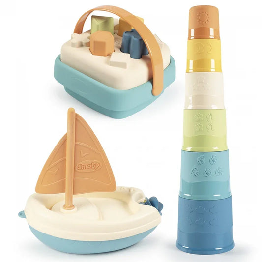 SMOBY Little Green Zestaw Łódka Wieża Sorter Bioplastik - zabawki-dla-dziewczynki