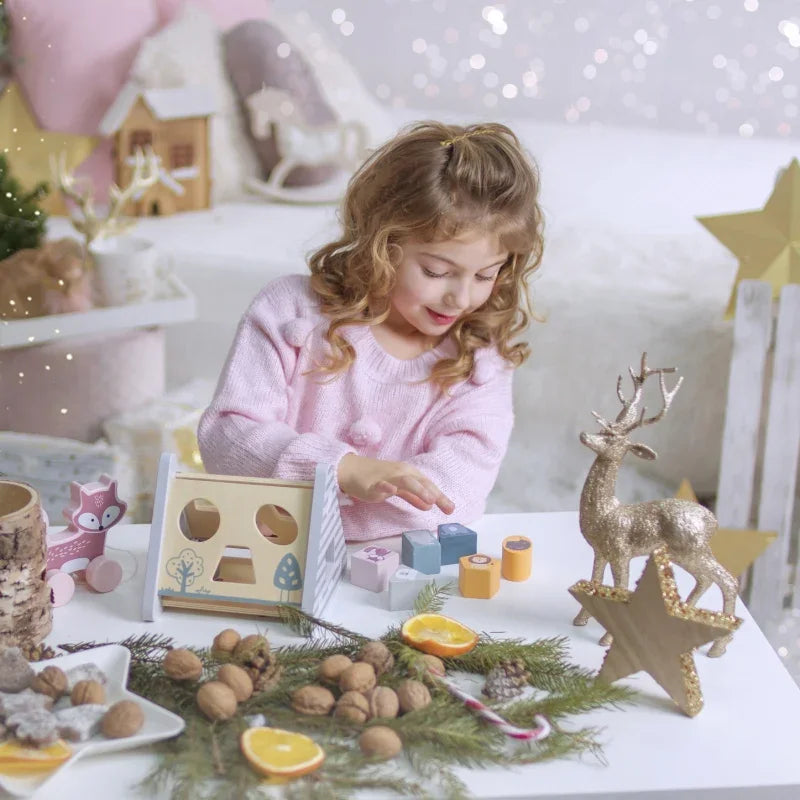 Viga PolarB Drewniany sorter z klockami piramida Układanka - zabawki-dla-dziewczynki