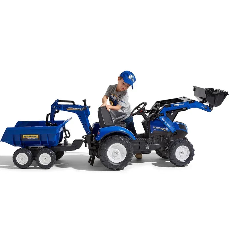 FALK Traktorek New Holland Niebieski na pedały do kreatywnej zabawy w ogrodzie - zabawki-dla-dziewczynki