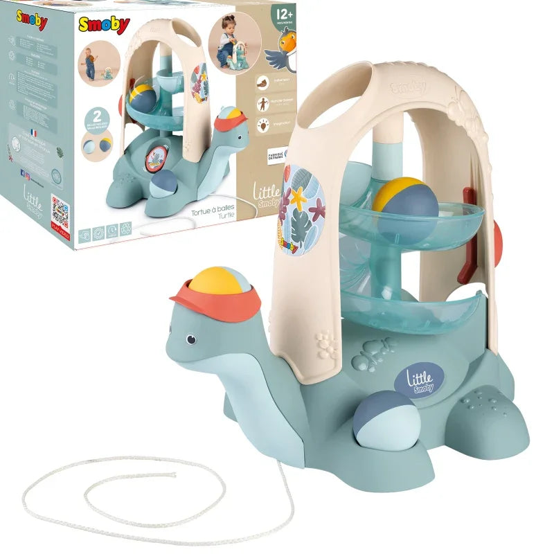 SMOBY LITTLE Żółw do Ciągnięcia ze Zjeżdżalnią dla Piłeczek 12m+ - zabawki-dla-dziewczynki