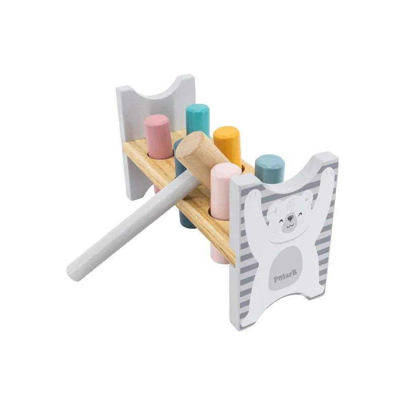 Viga Drewniana Ławeczka Przebijanka Wbijanka z Młotkiem - PolarB Montessori - zabawki-dla-dziewczynki