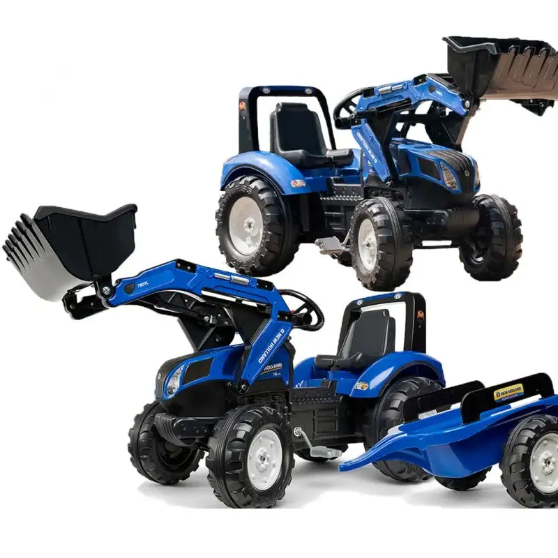 FALK Traktor New Holland Niebieski na Pedały z Przyczepką od 3 Lat - zabawki-dla-dziewczynki