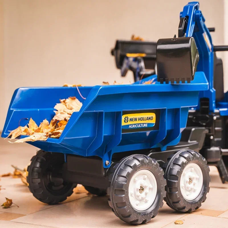 FALK Traktorek New Holland Niebieski z przyczepką edukacyjna zabawka dla maluchów - zabawki-dla-dziewczynki