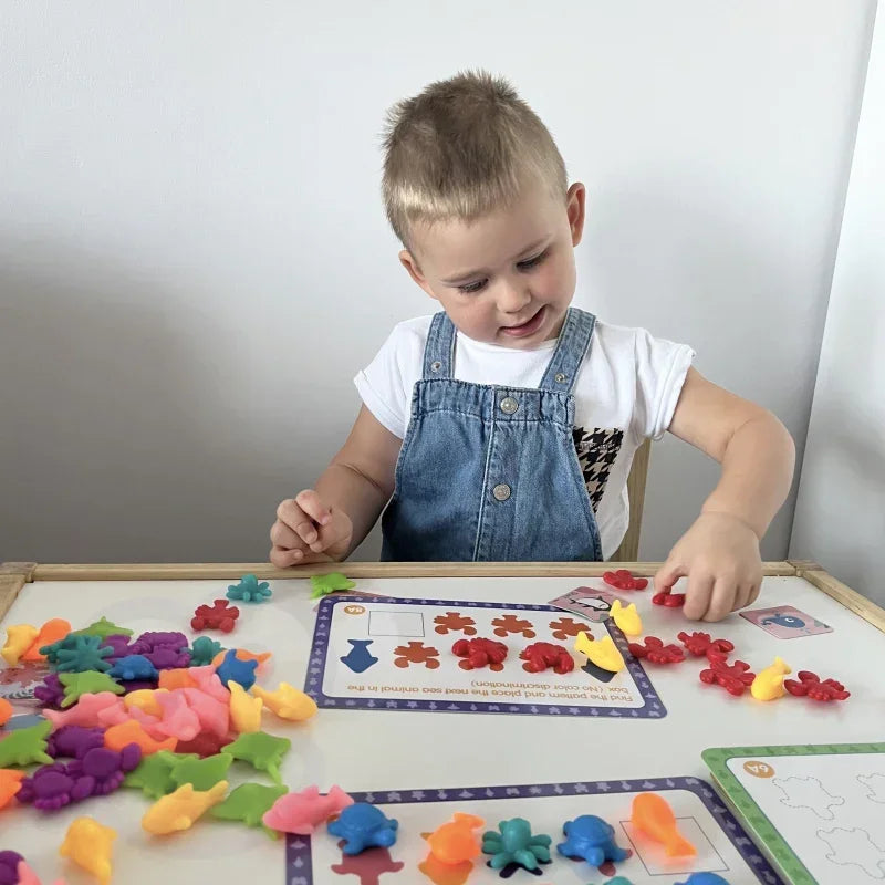 WOOPIE Zestaw Edukacyjny Nauka Liczenia Sortowanie Kolorów Morska Kraina 111 el. - zabawki-dla-dziewczynki