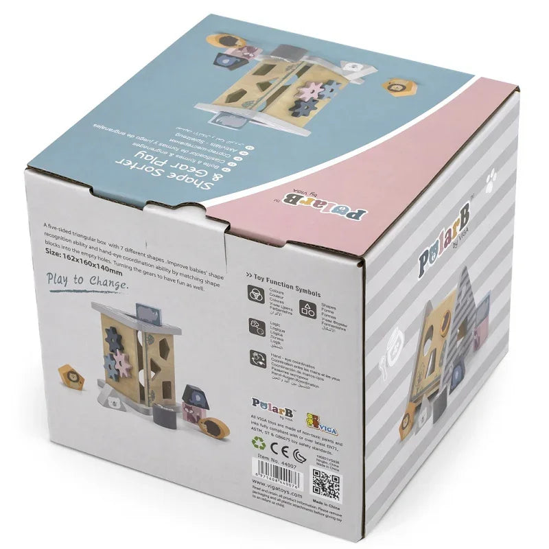 Viga PolarB Drewniany sorter z klockami piramida Układanka - zabawki-dla-dziewczynki