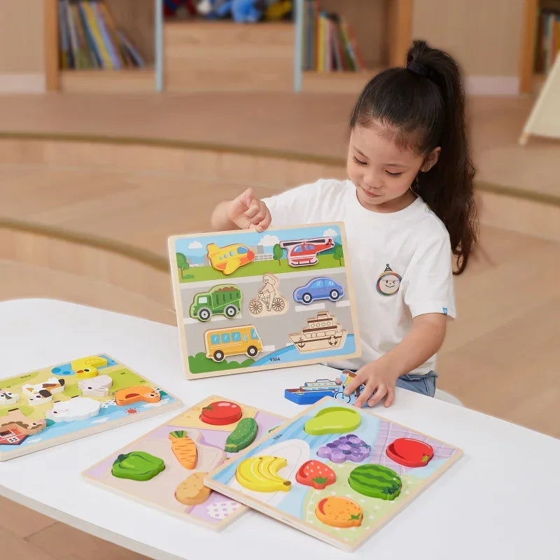VIGA Montessori gra edukacyjna puzzle 2w1 - zabawki-dla-dziewczynki