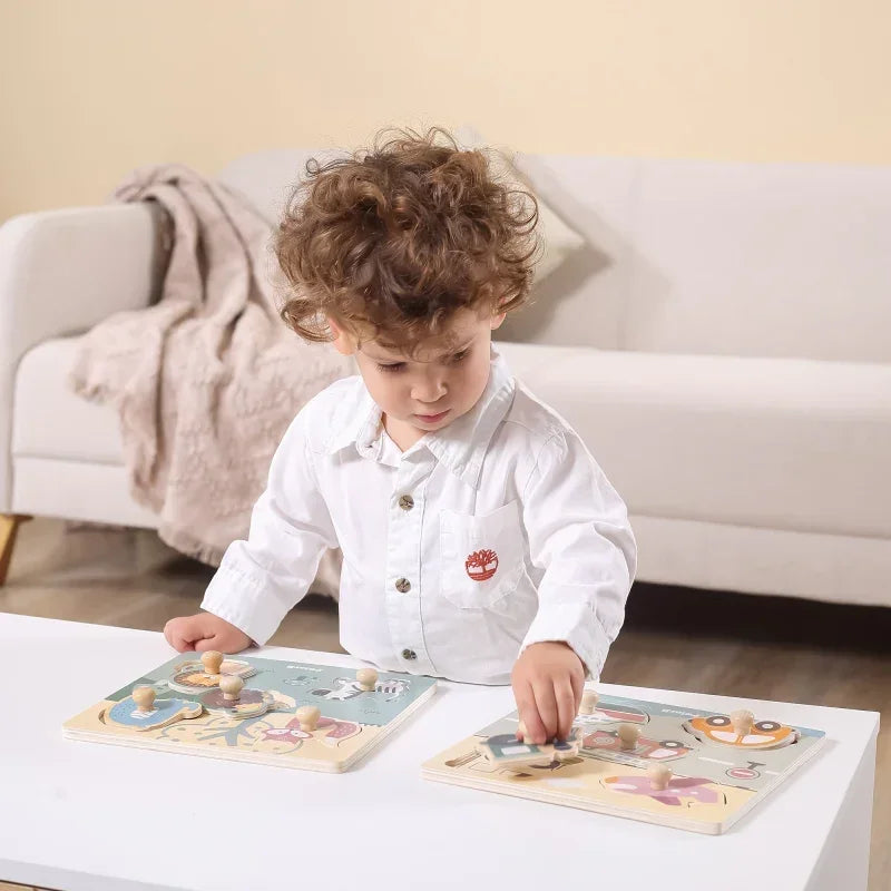Drewniane puzzle VIGA PolarB Zwierzęta z pinezkami Montessori - zabawki-dla-dziewczynki