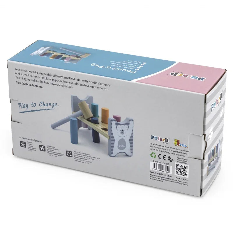 Viga Drewniana Ławeczka Przebijanka Wbijanka z Młotkiem - PolarB Montessori - zabawki-dla-dziewczynki