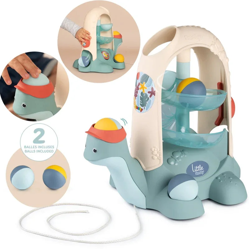 SMOBY LITTLE Żółw do Ciągnięcia ze Zjeżdżalnią dla Piłeczek 12m+ - zabawki-dla-dziewczynki