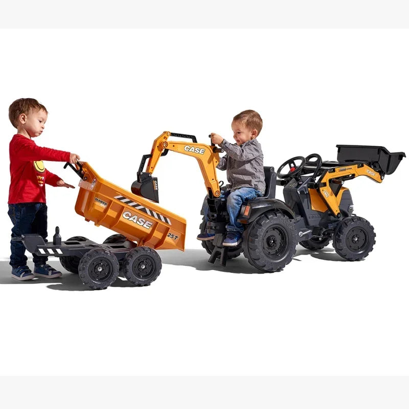FALK Traktor Case IH Backhoe Pomarańczowy - zabawki-dla-dziewczynki