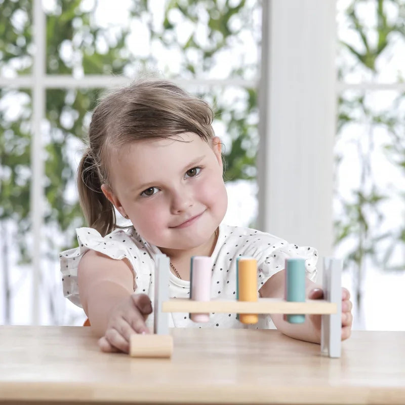 Viga Drewniana Ławeczka Przebijanka Wbijanka z Młotkiem - PolarB Montessori - zabawki-dla-dziewczynki