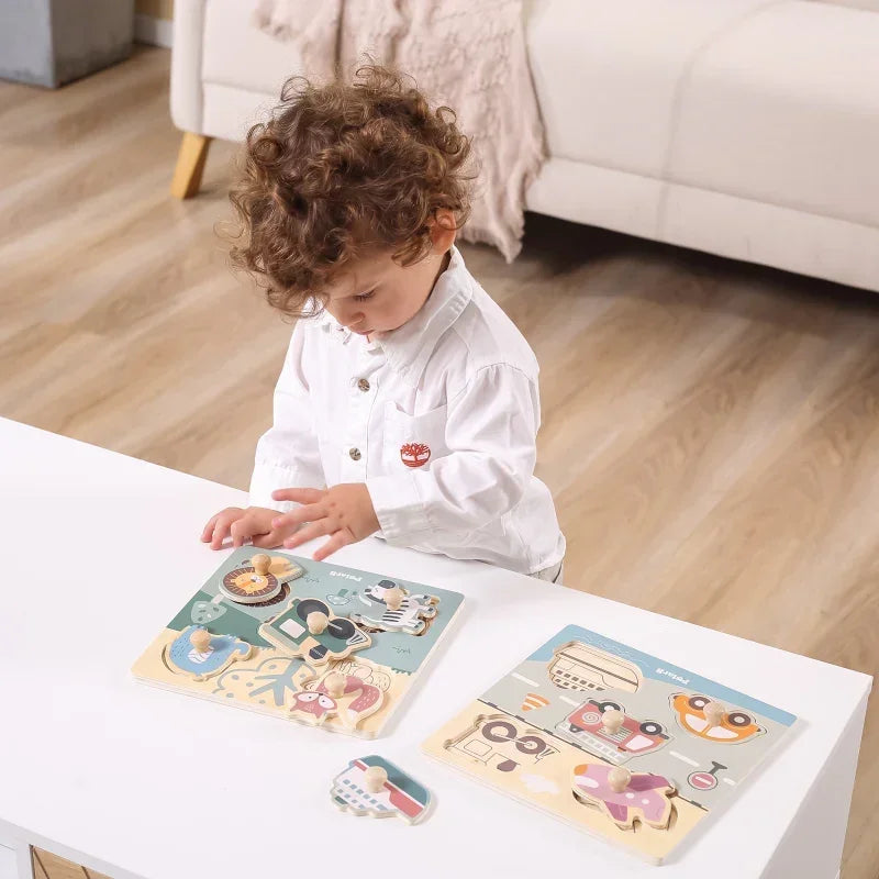 VIGA PolarB Drewniane Puzzle Zwierzęta z Pinezkami dla dzieci - zabawki-dla-dziewczynki