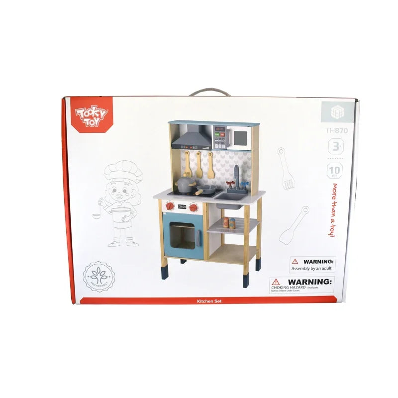 TOOKY TOY Duża Drewniana Kuchnia dla Dzieci 10 el. FSC - zabawki-dla-dziewczynki