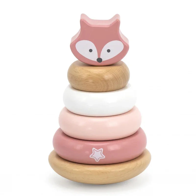 VIGA PolarB Drewniana Piramidka Edukacyjna - Lisek - zabawki-dla-dziewczynki