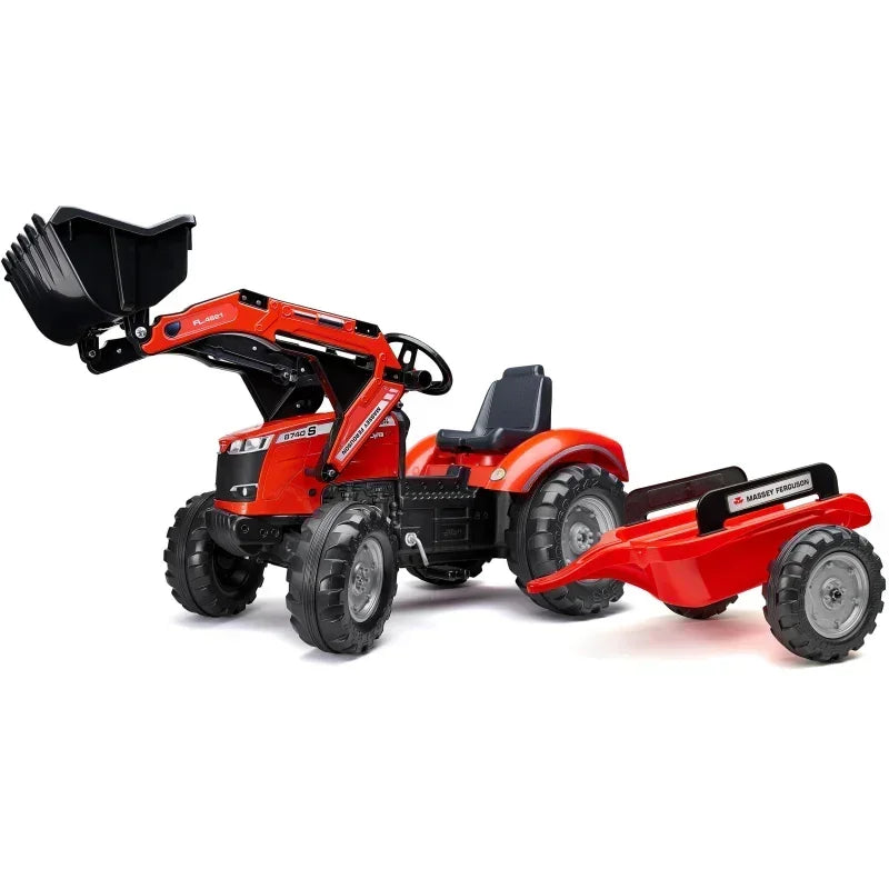 FALK Traktor Massey Ferguson Czerwony na Pedały z Przyczepką od 3 Lat - zabawki-dla-dziewczynki
